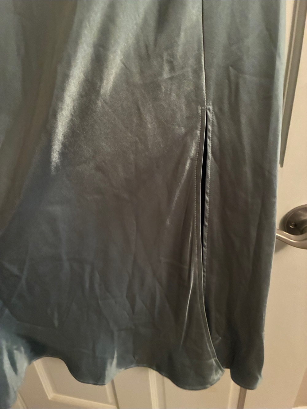 Selfie Leslie Satin Cap-Sleeve Maxi Dress in Steel Blue - Picture 6 of 7